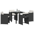 Garden Dining Set 5 pcs Black Poly Rattan