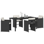Garden Dining Set 5 pcs Black Poly Rattan
