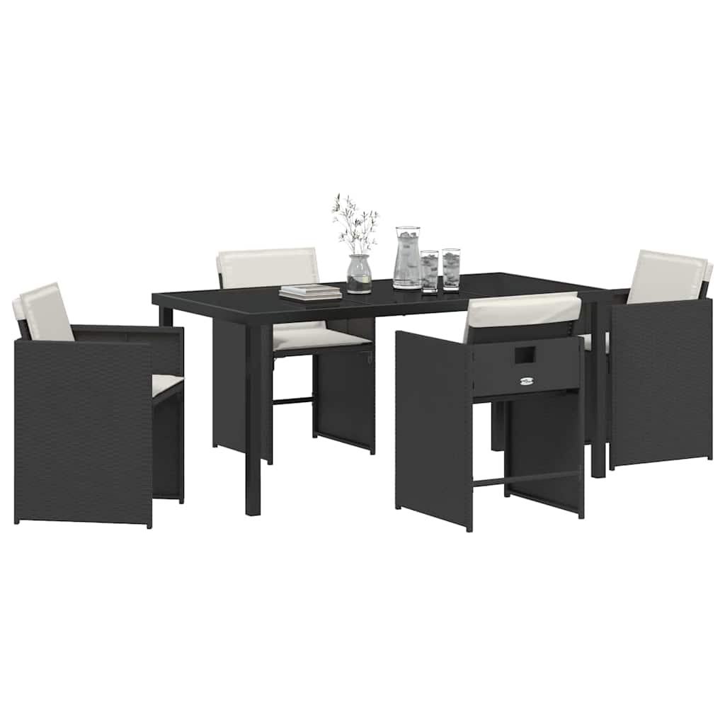 Garden Dining Set 5 pcs Black Poly Rattan