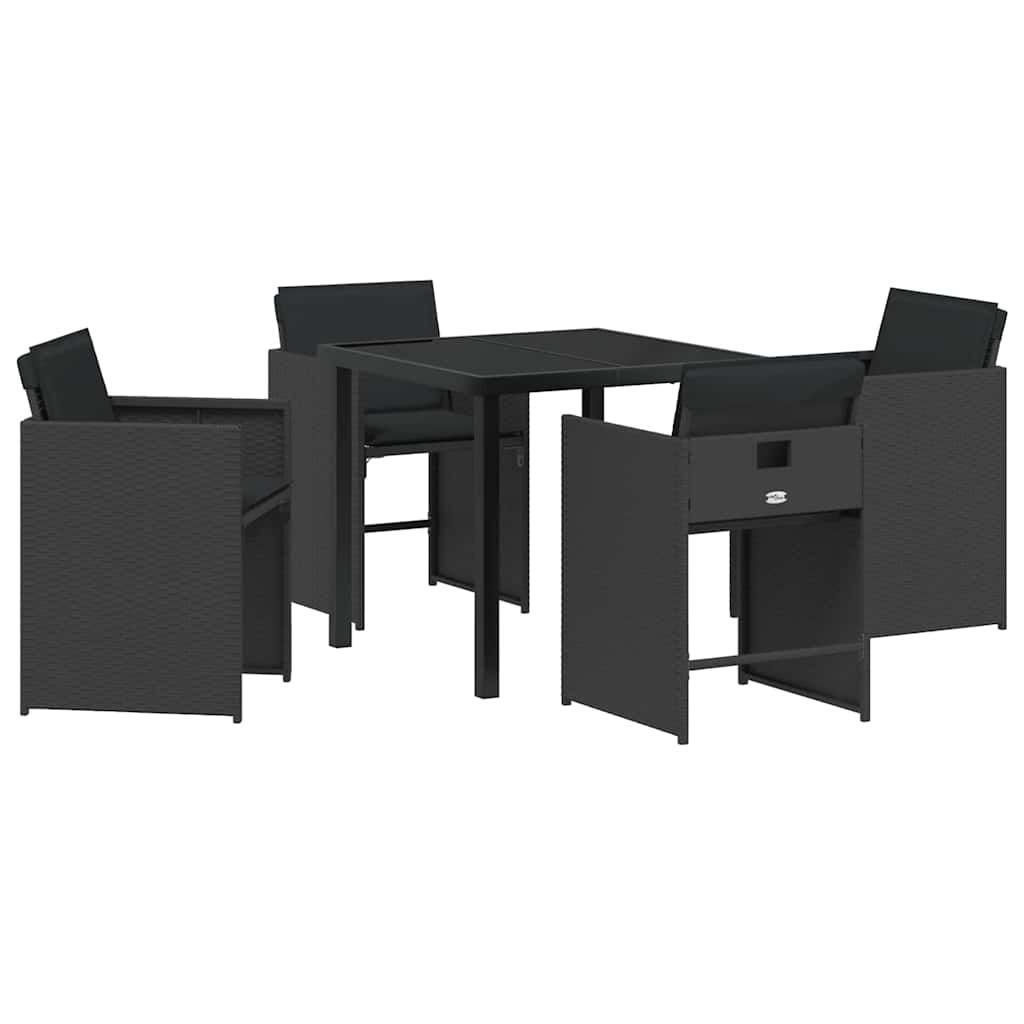 Garden Dining Set 5 pcs Black Poly Rattan