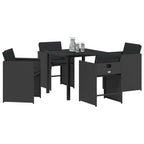 Garden Dining Set 5 pcs Black Poly Rattan