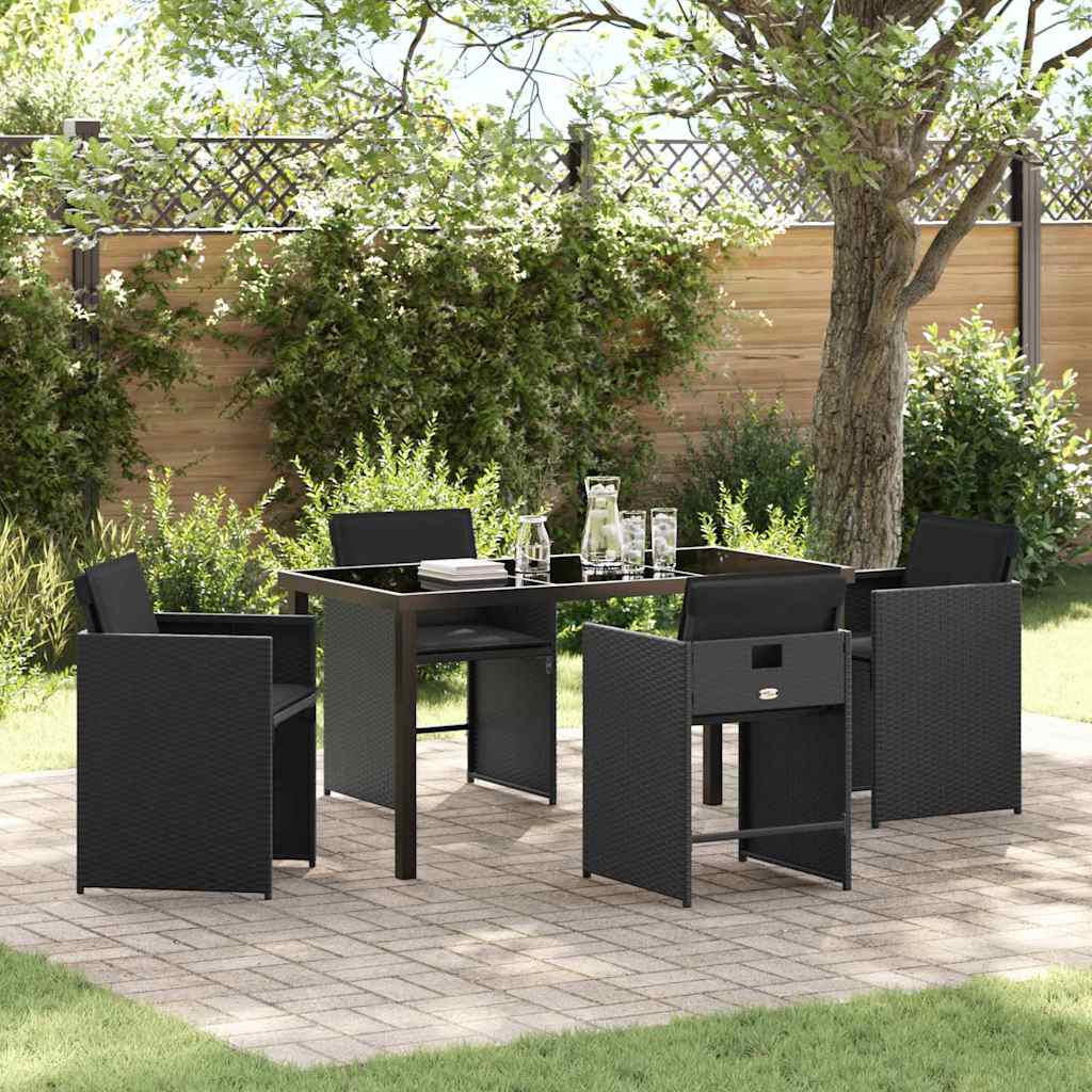 Garden Dining Set 5 pcs Black Poly Rattan