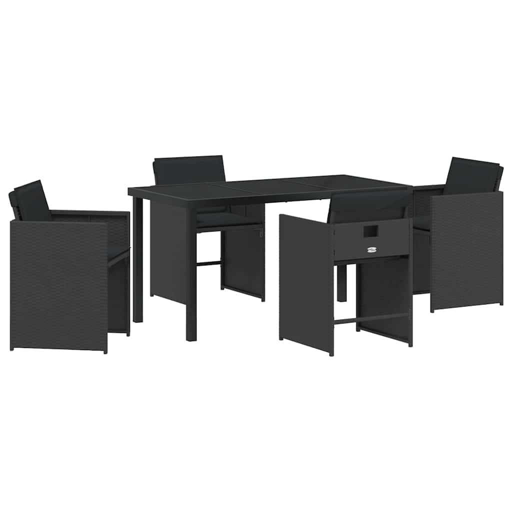 Garden Dining Set 5 pcs Black Poly Rattan