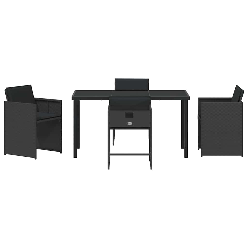 Garden Dining Set 5 pcs Black Poly Rattan