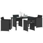 Garden Dining Set 5 pcs Black Poly Rattan