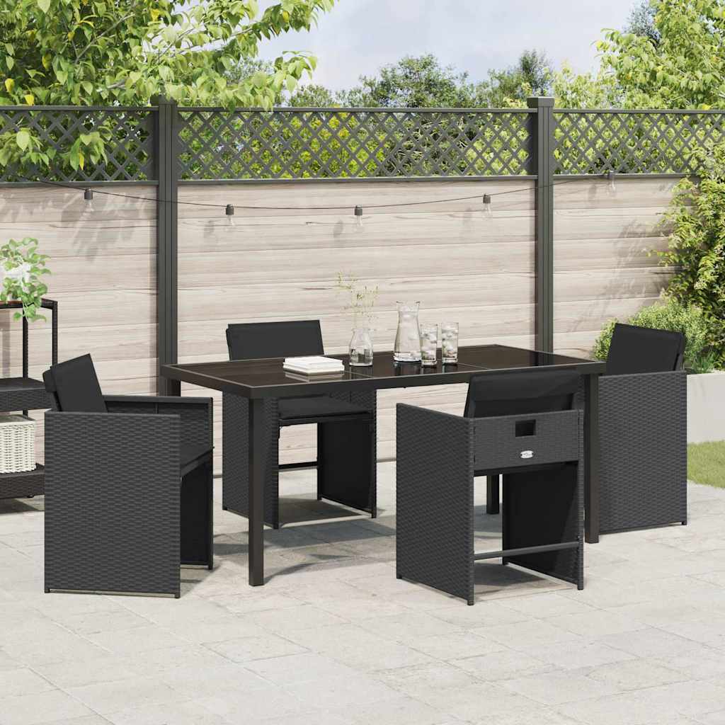 Garden Dining Set 5 pcs Black Poly Rattan