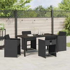 Garden Dining Set 5 pcs Black Poly Rattan