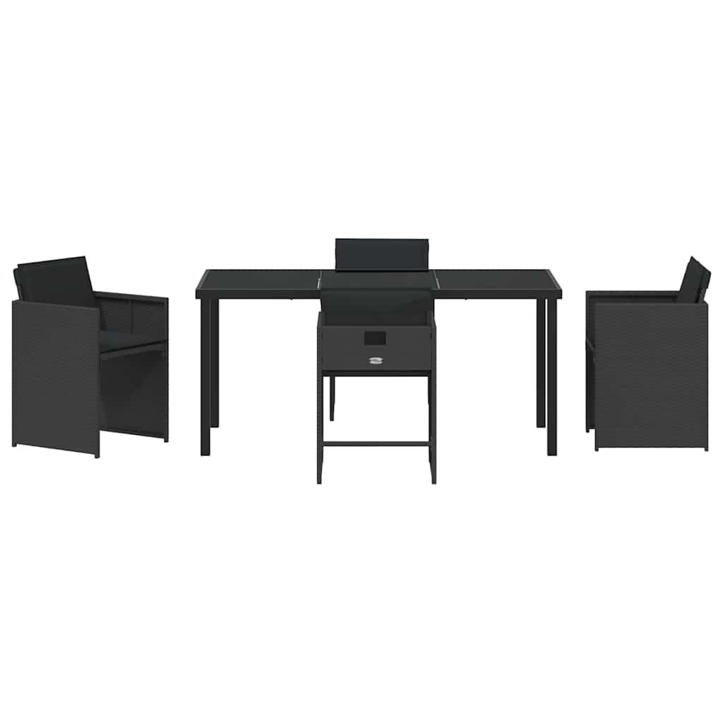 Garden Dining Set 5 pcs Black Poly Rattan