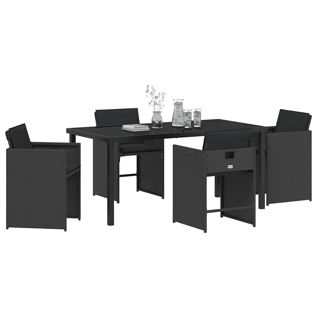 Garden Dining Set 5 pcs Black Poly Rattan