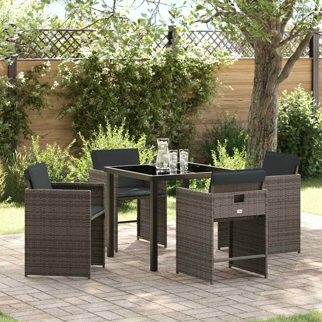 Garden Dining Set 5 pcs Grey Poly Rattan