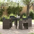 Garden Dining Set 5 pcs Grey Poly Rattan