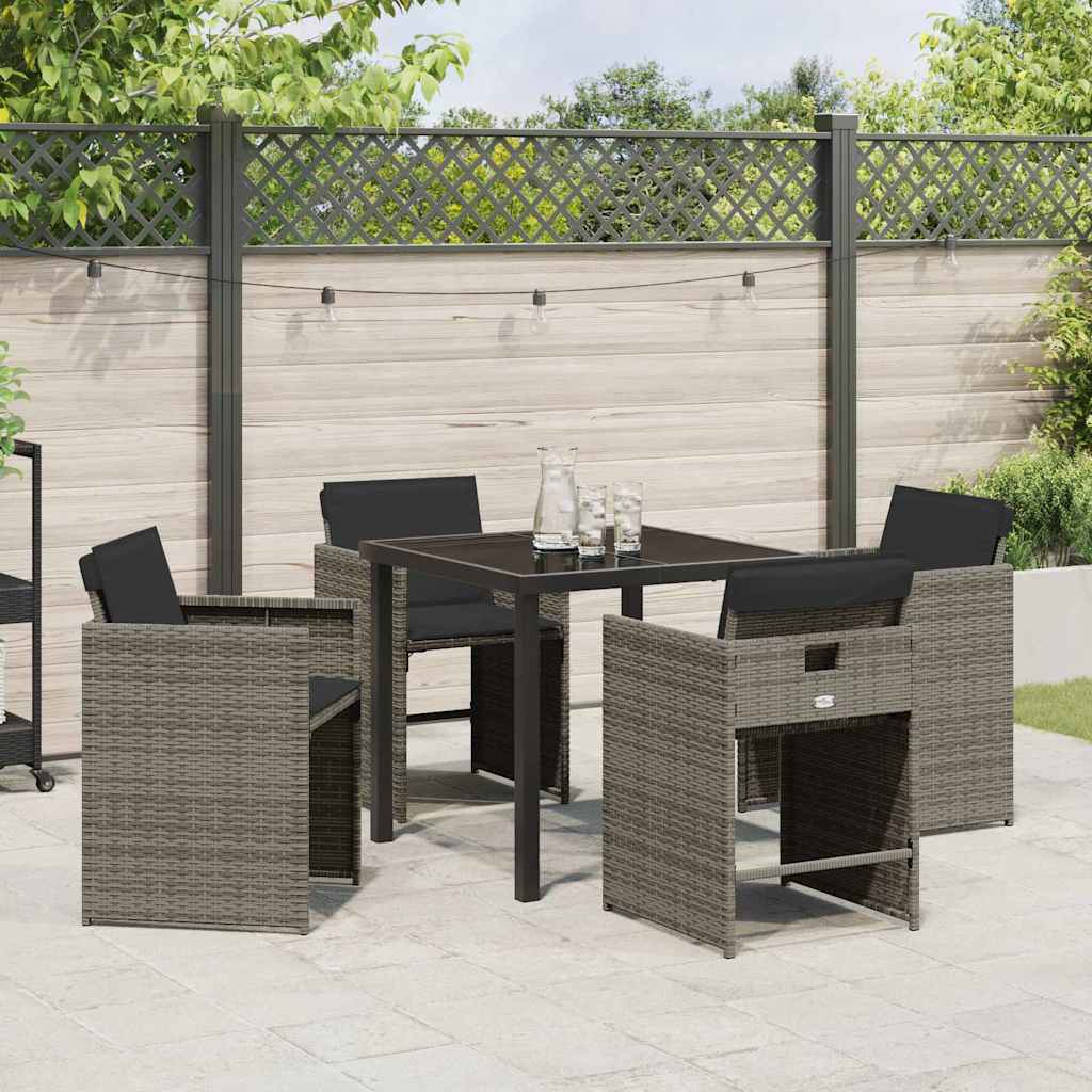 Garden Dining Set 5 pcs Grey Poly Rattan