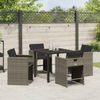 Garden Dining Set 5 pcs Grey Poly Rattan