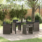 Garden Dining Set 5 pcs Grey Poly Rattan