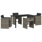 Garden Dining Set 5 pcs Grey Poly Rattan