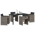 Garden Dining Set 5 pcs Grey Poly Rattan