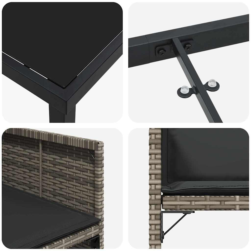 Garden Dining Set 5 pcs Grey Poly Rattan