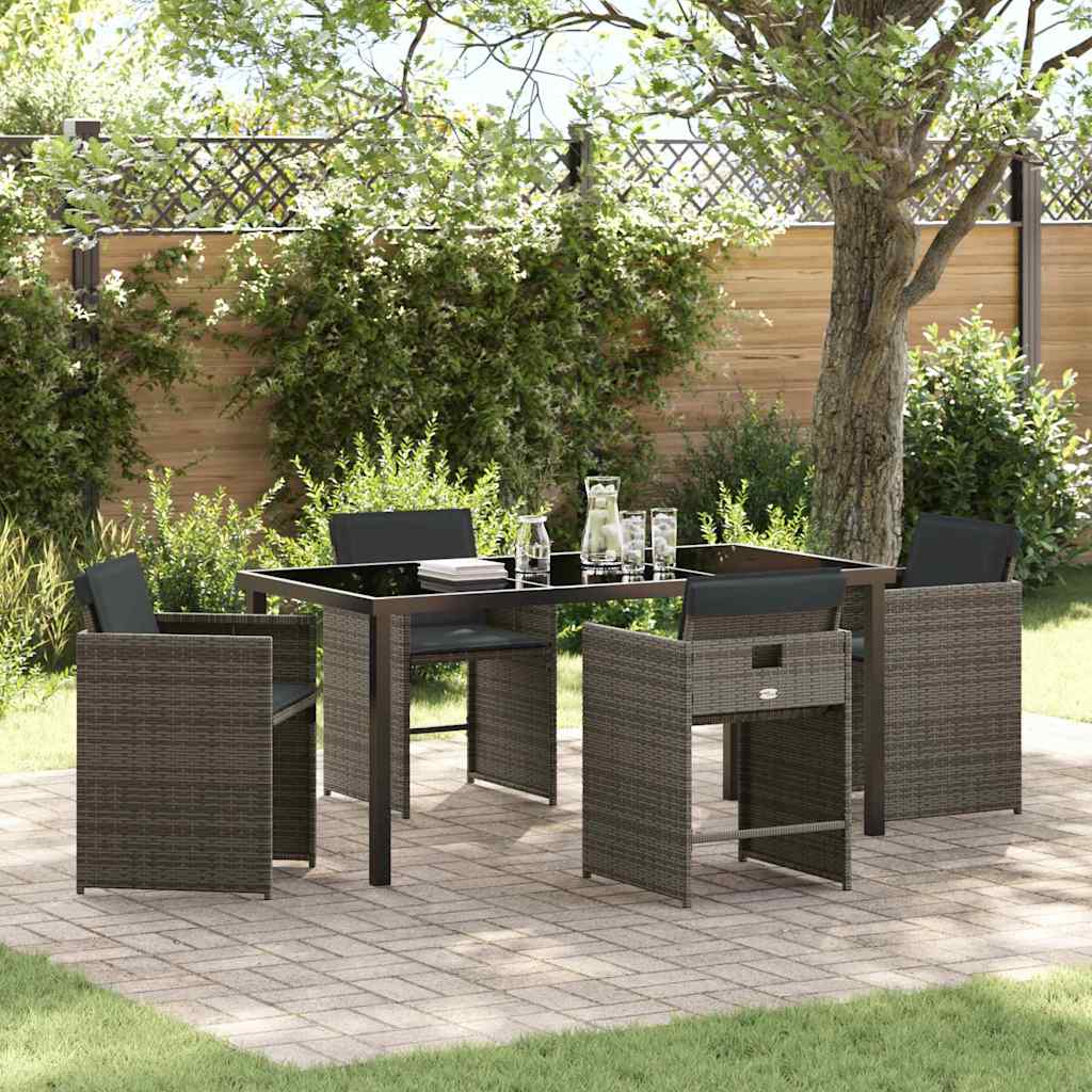 Garden Dining Set 5 pcs Grey Poly Rattan