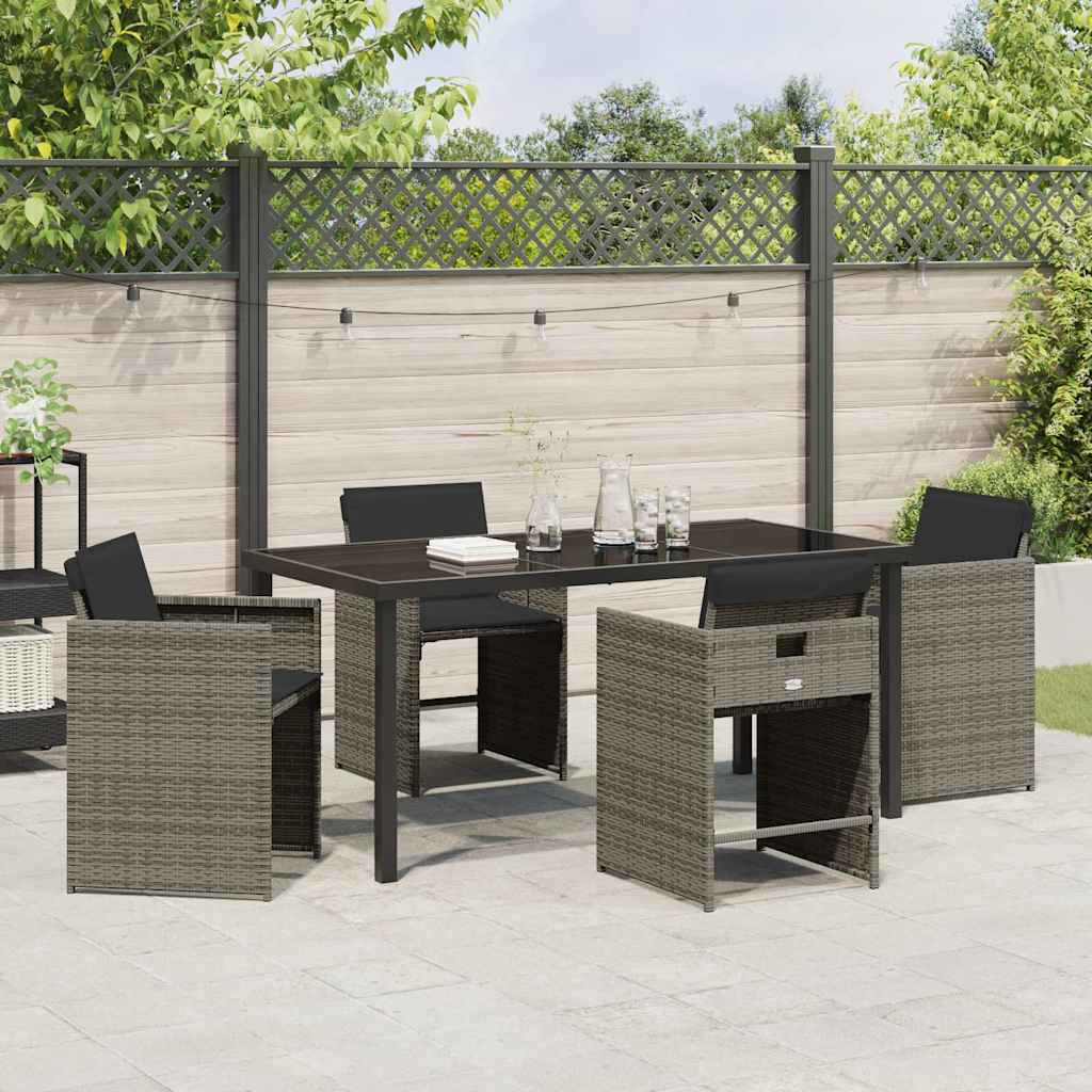 Garden Dining Set 5 pcs Grey Poly Rattan