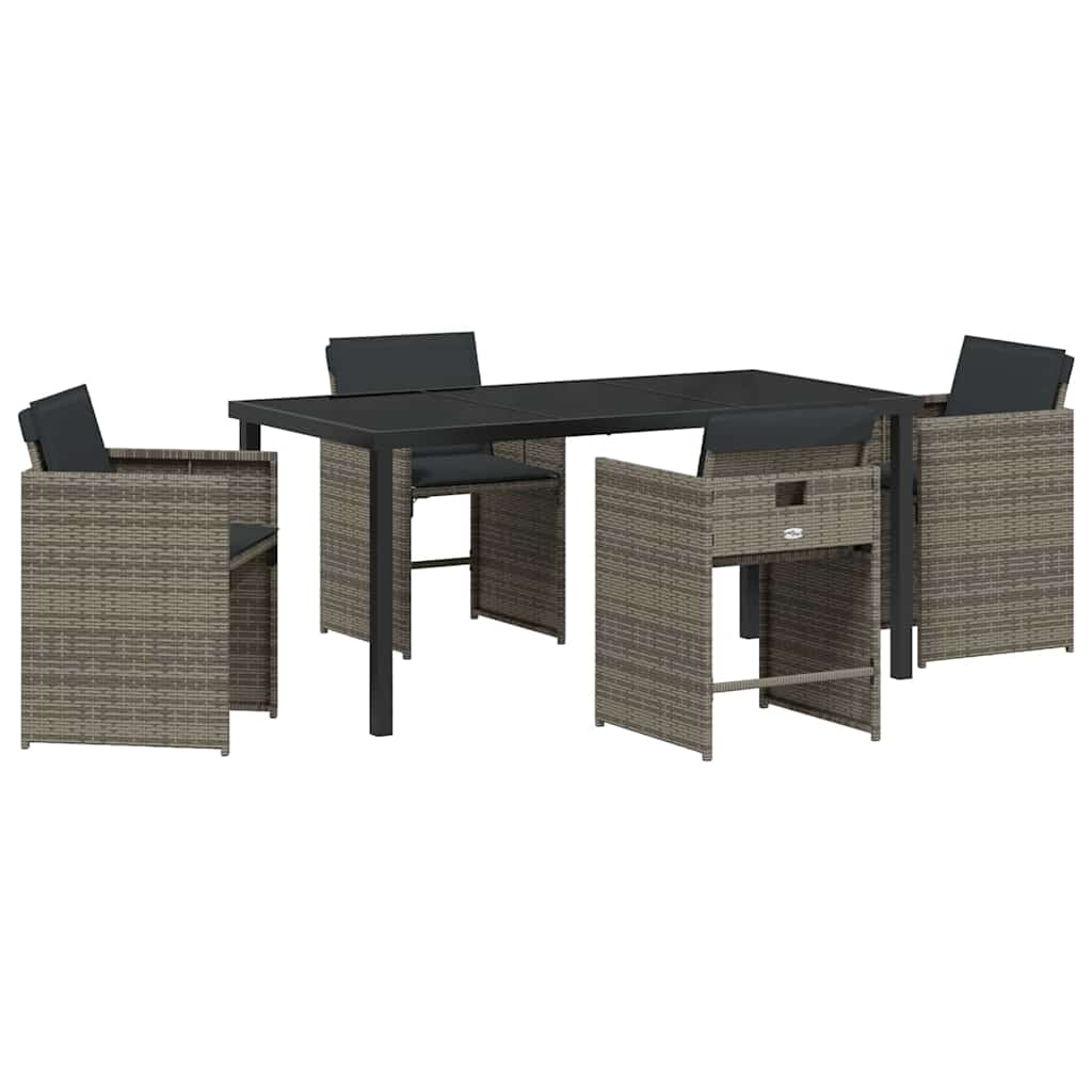 Garden Dining Set 5 pcs Grey Poly Rattan