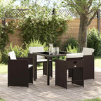 Garden Dining Set 5 pcs Brown Poly Rattan