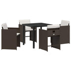 Garden Dining Set 5 pcs Brown Poly Rattan