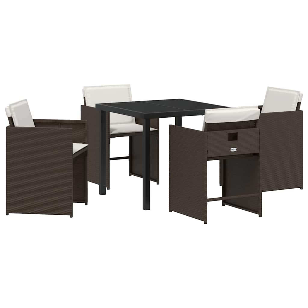 Garden Dining Set 5 pcs Brown Poly Rattan