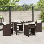 Garden Dining Set 5 pcs Brown Poly Rattan