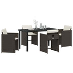 Garden Dining Set 5 pcs Brown Poly Rattan