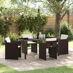 Garden Dining Set 5 pcs Brown Poly Rattan