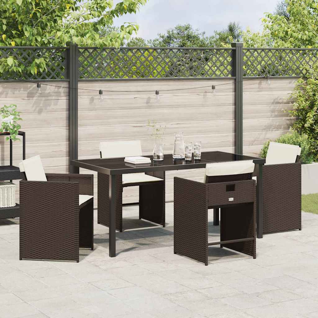 Garden Dining Set 5 pcs Brown Poly Rattan