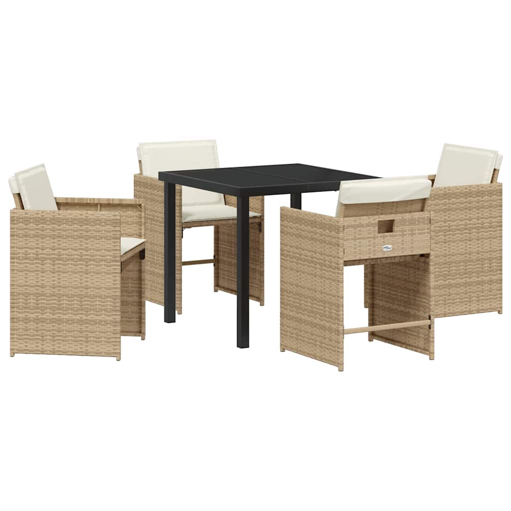 Garden Dining Set 5 pcs Beige Poly Rattan