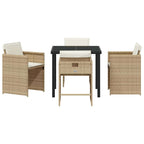 Garden Dining Set 5 pcs Beige Poly Rattan
