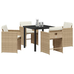 Garden Dining Set 5 pcs Beige Poly Rattan