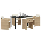 Garden Dining Set 5 pcs Beige Poly Rattan