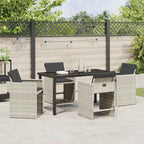 Garden Dining Set 5 pcs Light Grey Poly Rattan