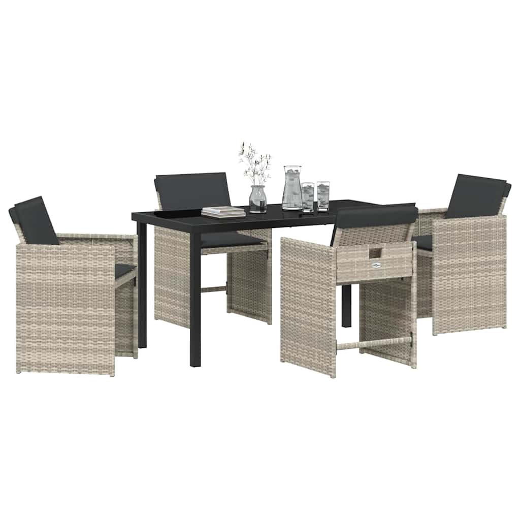 Garden Dining Set 5 pcs Light Grey Poly Rattan