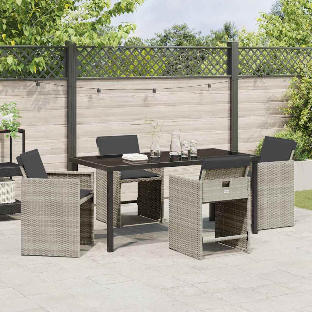 Garden Dining Set 5 pcs Light Grey Poly Rattan