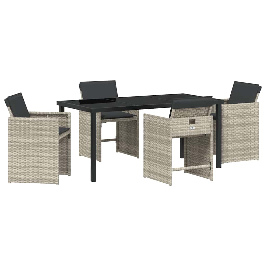 Garden Dining Set 5 pcs Light Grey Poly Rattan