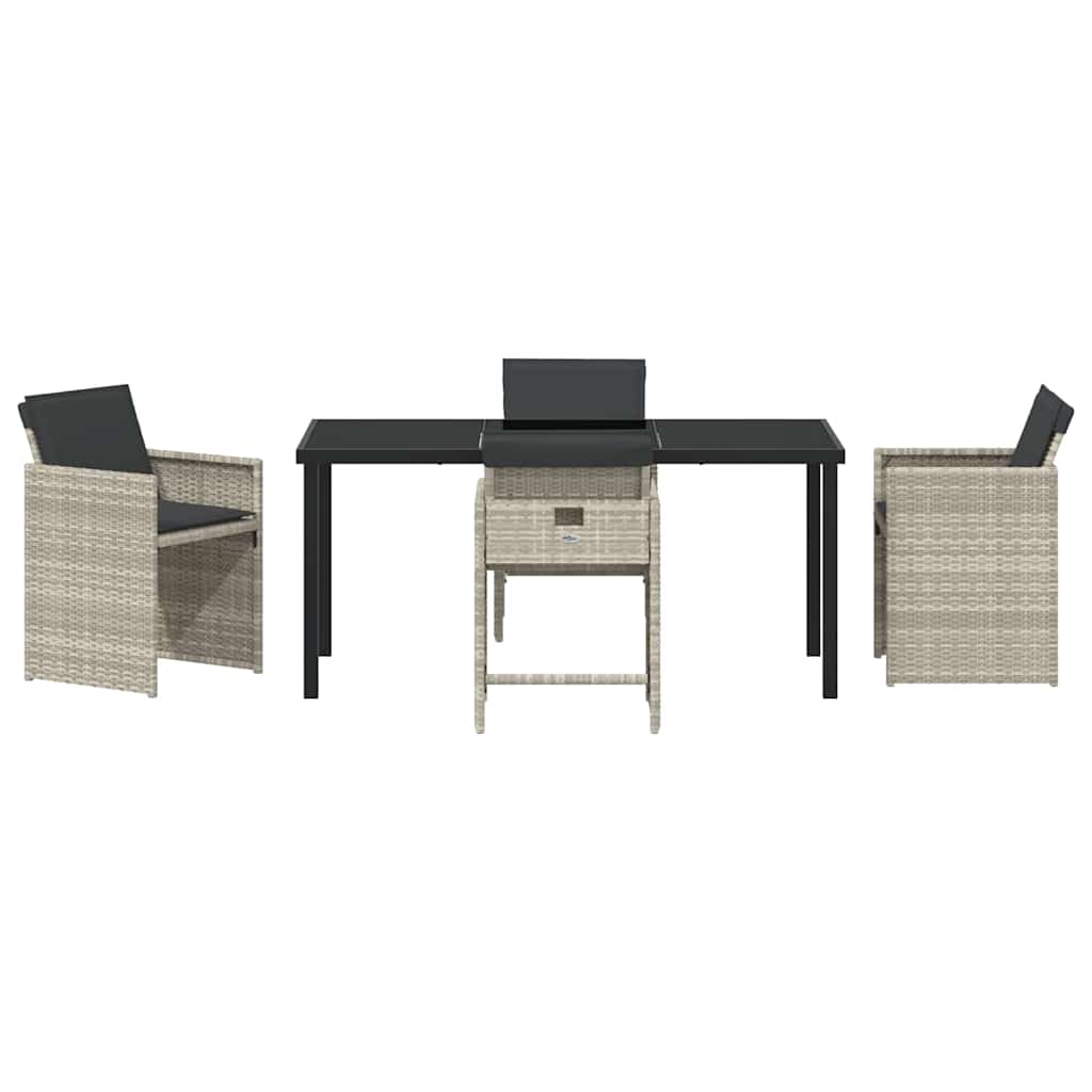 Garden Dining Set 5 pcs Light Grey Poly Rattan