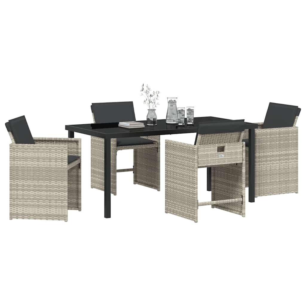 Garden Dining Set 5 pcs Light Grey Poly Rattan