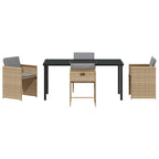 Garden Dining Set 5 pcs Beige Poly Rattan