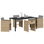 Garden Dining Set 5 pcs Beige Poly Rattan