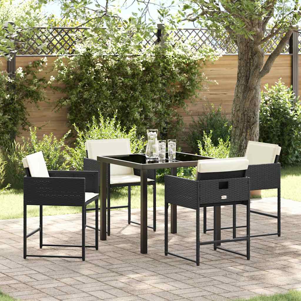 Garden Dining Set 5 pcs Black Poly Rattan