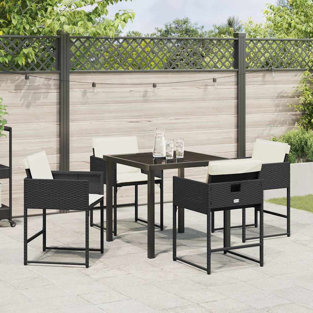 Garden Dining Set 5 pcs Black Poly Rattan