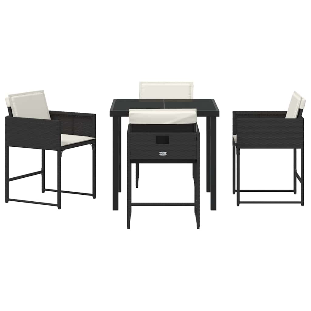 Garden Dining Set 5 pcs Black Poly Rattan