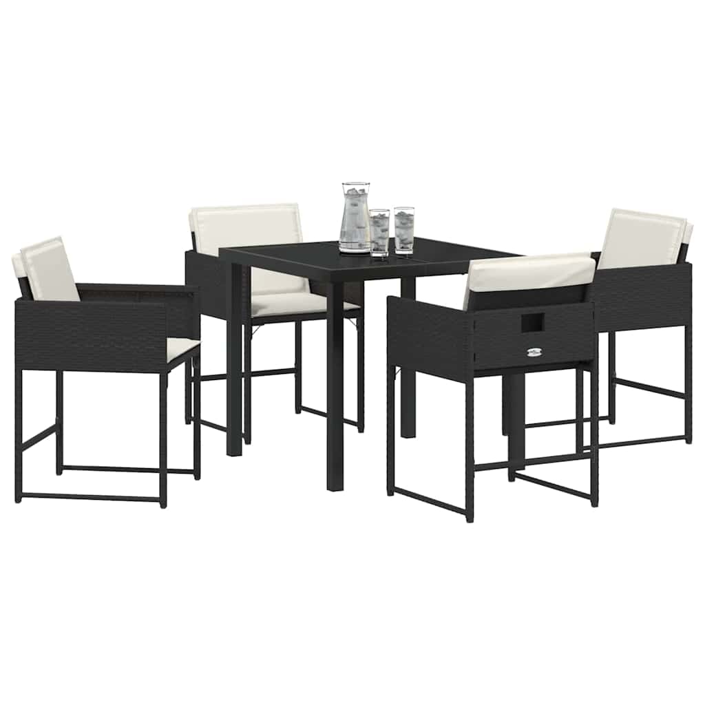 Garden Dining Set 5 pcs Black Poly Rattan