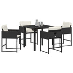 Garden Dining Set 5 pcs Black Poly Rattan