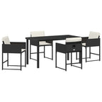Garden Dining Set 5 pcs Black Poly Rattan