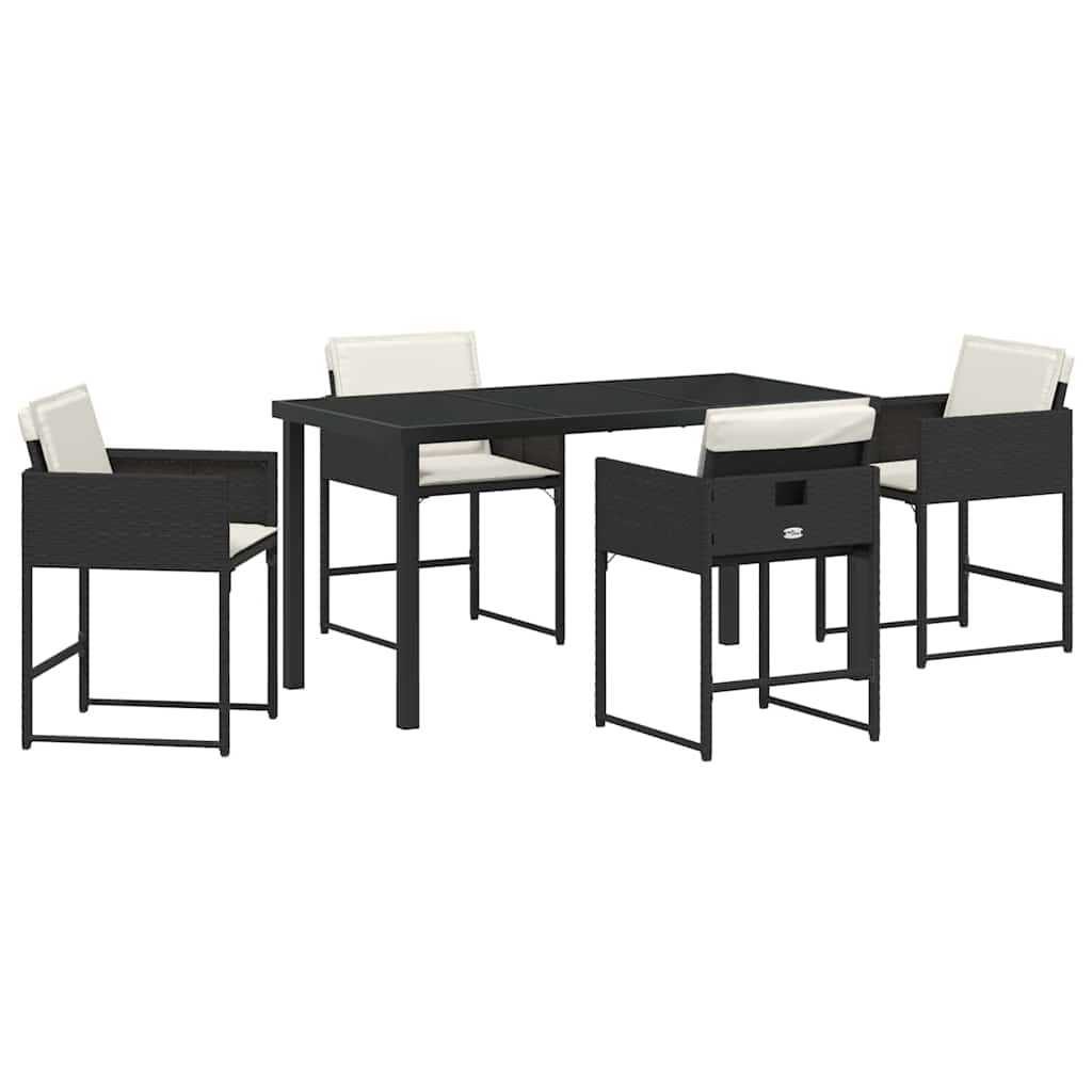 Garden Dining Set 5 pcs Black Poly Rattan